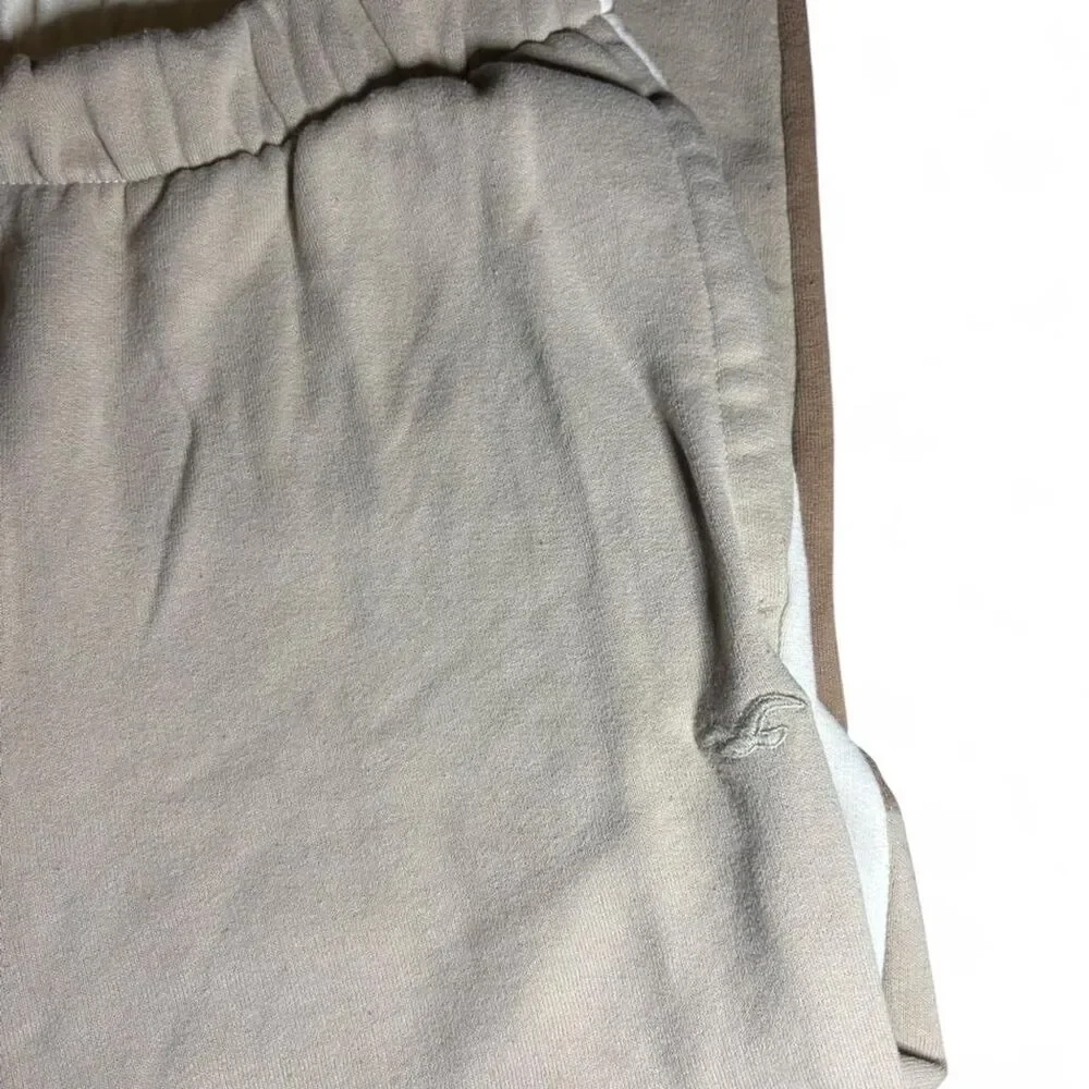Hollister-co Women's cream and brown patchwork sweatpants - Picture 3 of 4